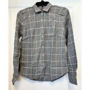 Untuckit Top Womens 2 Gray Windowpane Plaid Flannel Long Sleeve Shirt SEPTIMA